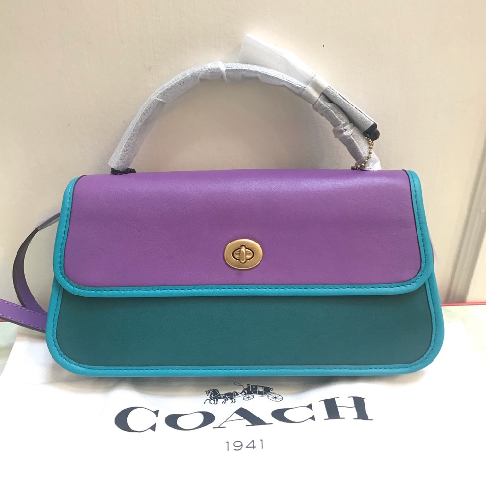 COACH 1941 Turnlock Clutch In Colorblock Violet